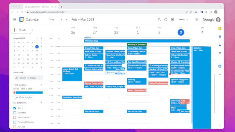 Calendario de ejemplo